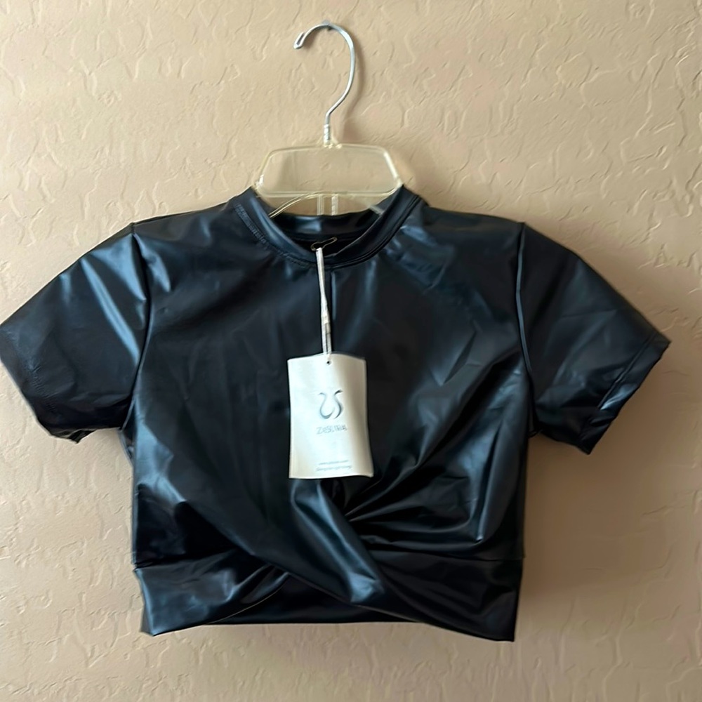 Brand new, Zasuwa black pleather crop top!